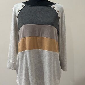 Elegant Women's Colorblock Long Sleeve Top